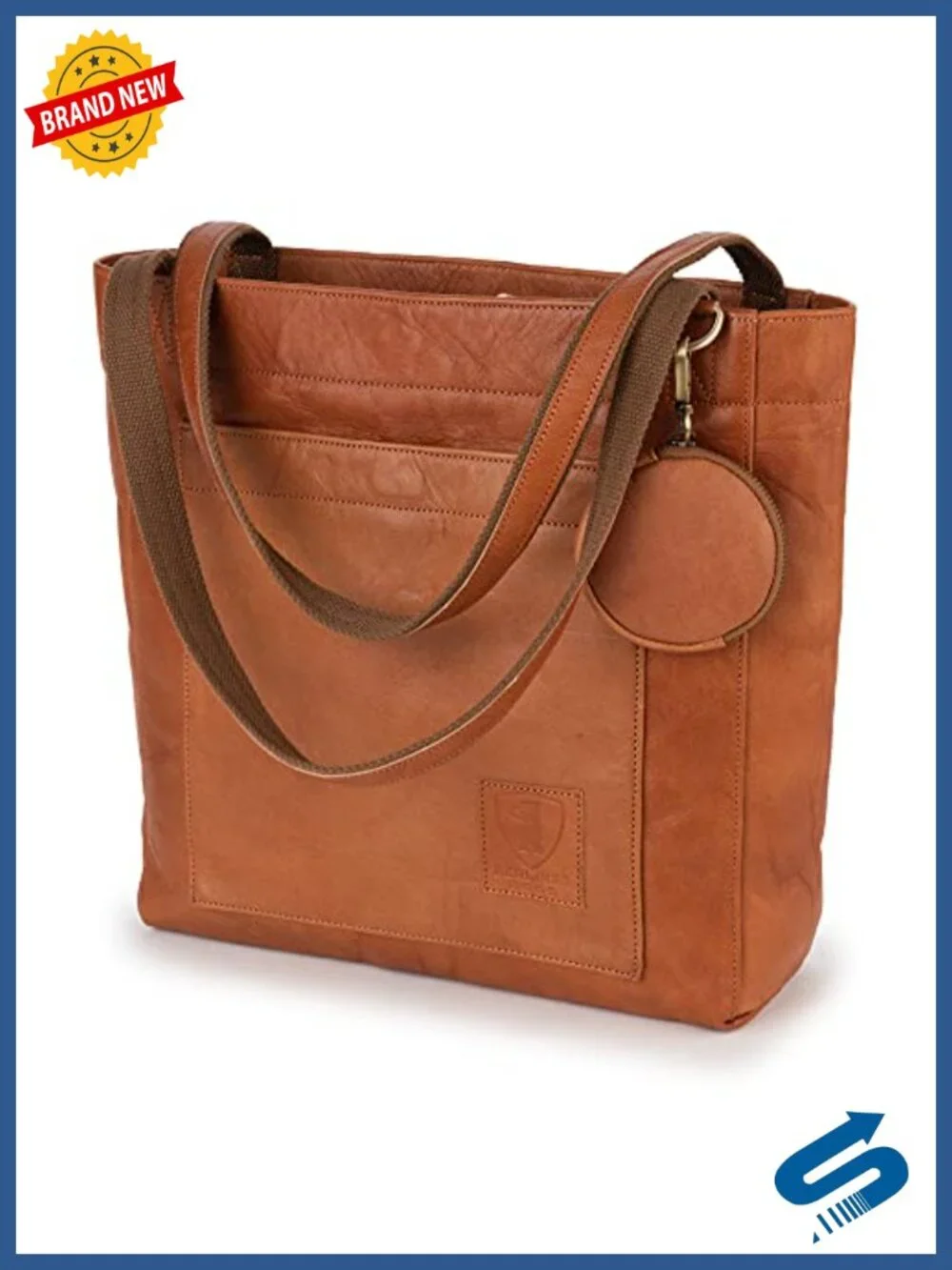 Genuine Leather Tote Bag for Women Large Handbag Detachable Pouch Fits 13